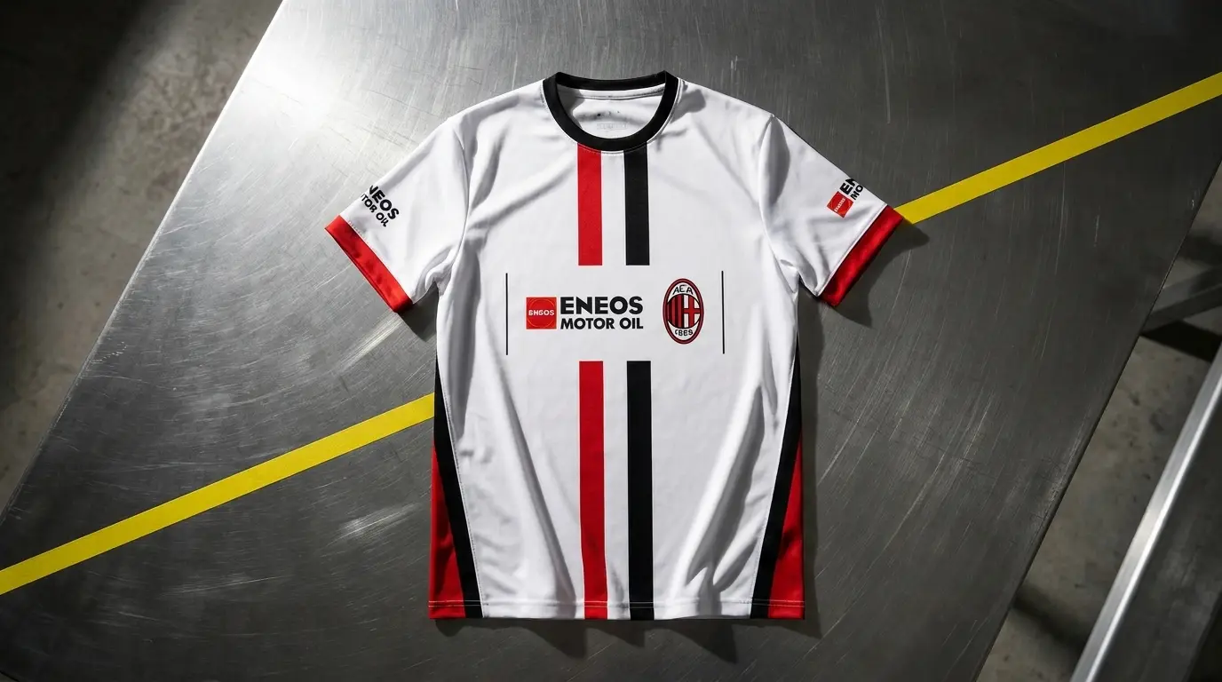 ENEOS x AC Milan licensed sublimation t-shirt, manufactured and quality-controlled by SOS Station